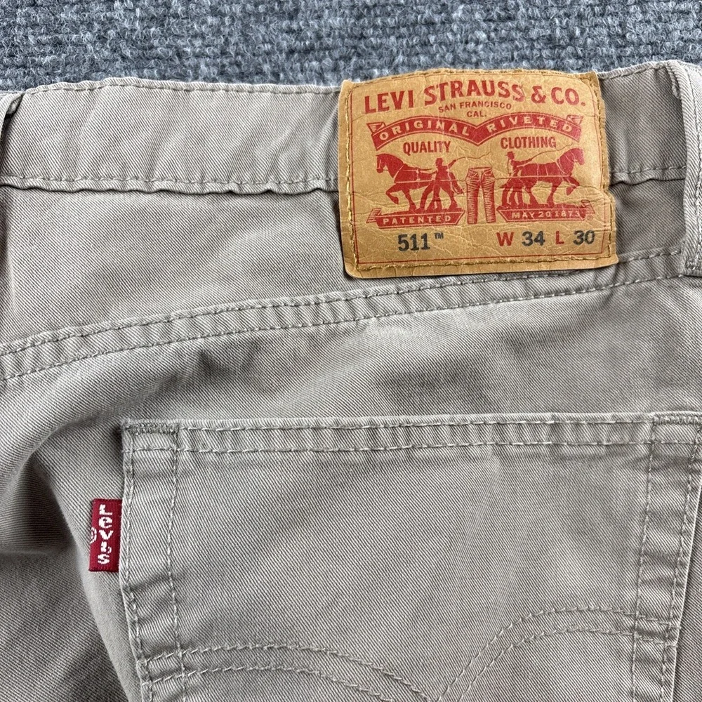 Levi's Men's 5-Pocket Khaki Pants Jean Cut Chino Tan Twill Size 34x30